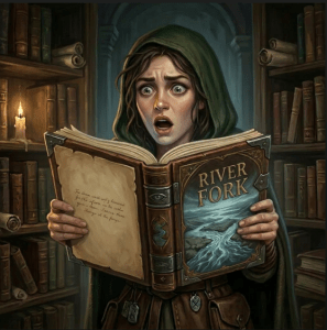 surprised woman reading a book